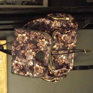 Ted Baker Black and Pink Floral Backpack